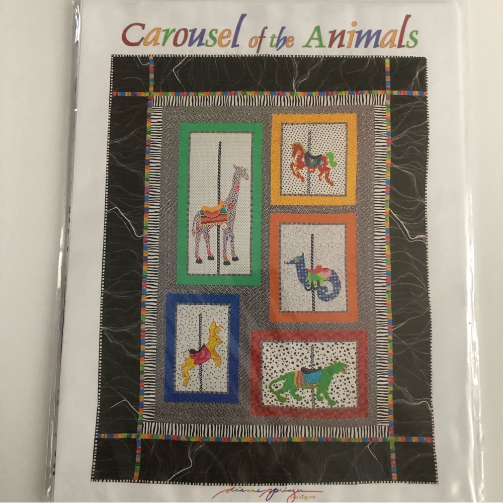4/$15 Quilt Pattern Carousel of the Animals Seahorse, Tiger, Rabbit, giraffe
